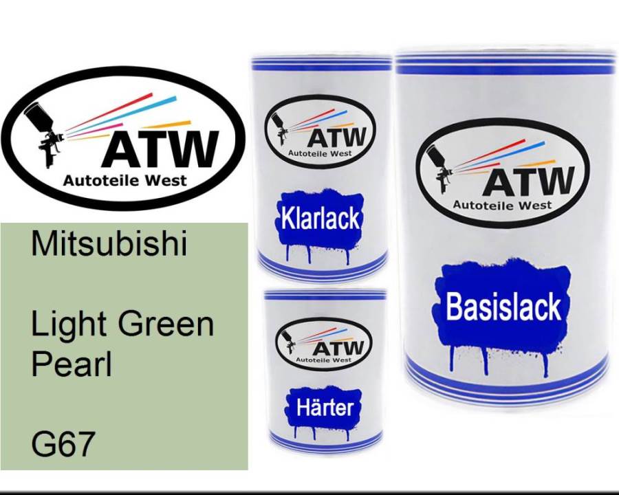 Mitsubishi, Light Green Pearl, G67: 500ml Lackdose + 500ml Klarlack + 250ml Härter - Set, von ATW Autoteile West.